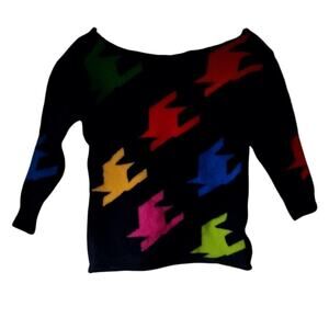 Vintage Liz Claiborne Merino Wool Geometric Abstract Sweater DIY